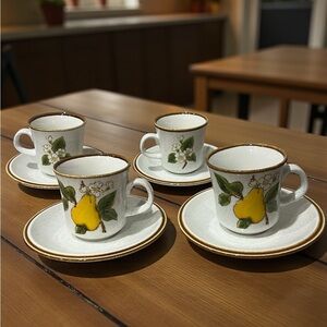 Mikasa natural beauty bountiful c 9001 cups saucers Tea Coffee Floral Set 4 Vtg